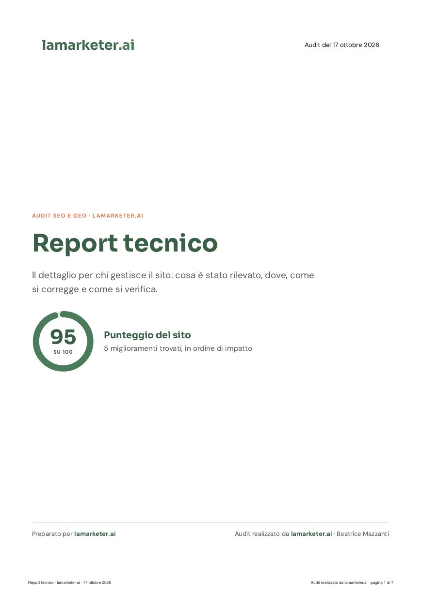 Prima pagina del documento: Il report tecnico